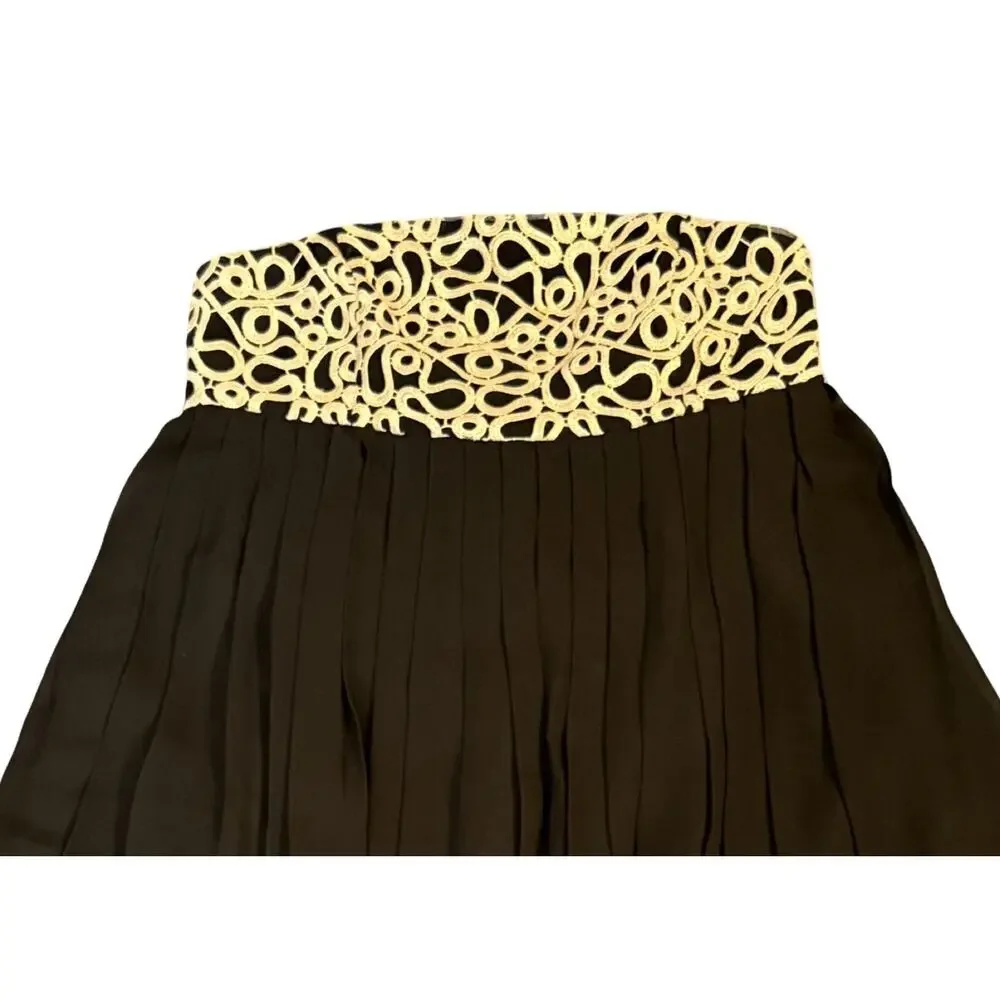 Lilly Pulitzer Dress 2 Jillie Silk Strapless Gold Bodice Black Pleated Cocktail - Picture 8 of 9